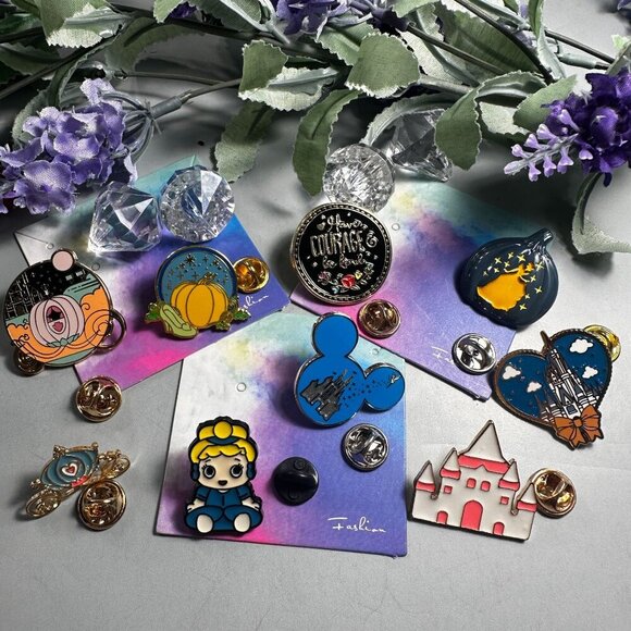 Cinderella Lapel Pin Glass Slipper Pumpkin Princess Carriage Jewelry Brooch Pin - Picture 3 of 7